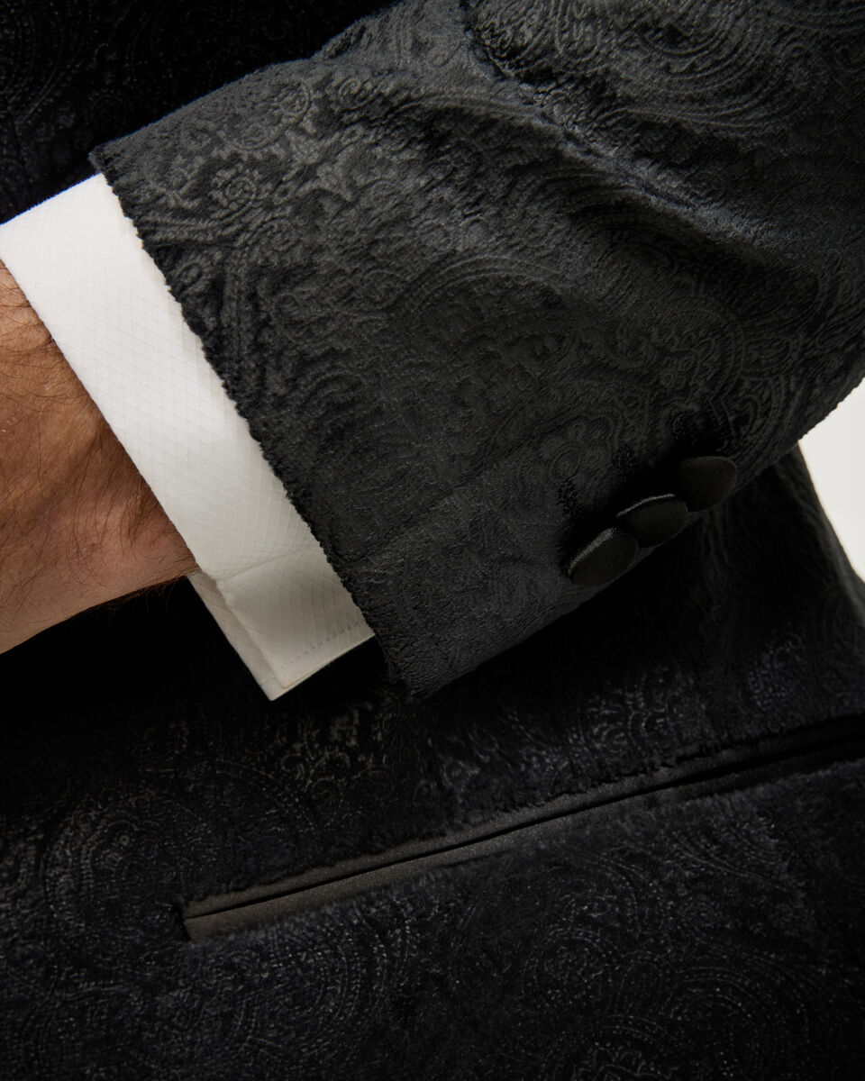 Embossed Paisley Black Tie Tuxedo, Black, hi-res